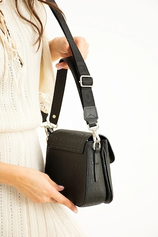 Just Polo Siyah 2 Bölmeli Omuz Çantası Monogram 2197mh