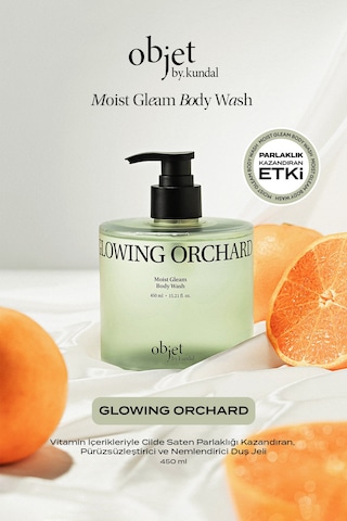 Pürüzsüzleştirici Nemlendirici Saten Bitişli Duş Jeli Kundal Moist Gleam Body Wash Glowing Orchard Narenciye