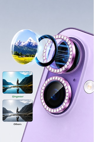 Apple iPhone 17 Uyumlu Taşlı Kamera Lens Koruyucu Lavanta