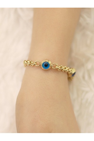 14 Ayar Altın Büyük 3 Gözlü Doç Bileklik Altın