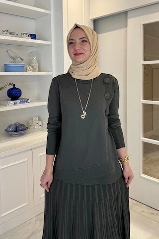 Rabia Şamlı Rana Triko Takım Haki Normal