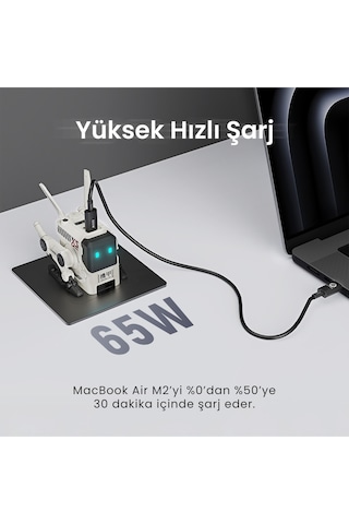 Gravastar Alpha65 Robot Figürlü 65w Hızlı Şarj Adaptörü Ve Şarj Standı, Beyaz