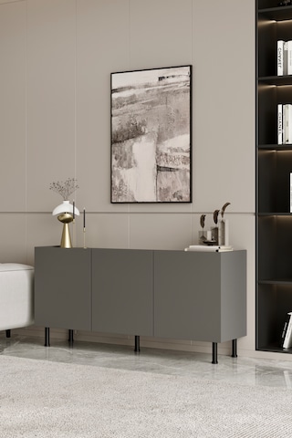Hitit Konsol 175 Cm 100% Mdf Metal Ayak Gri