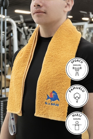 Sporcu Antrenman Havlusu Gym Fitness Plates Boks Tenis Spor Havlu Sarı