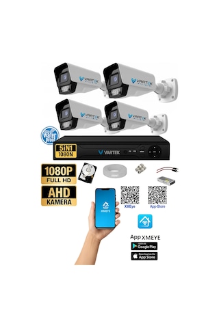 4 Kameralı Full Hd Güvenlik Sistemi 9 Led Gece Renkli 1000gb Hdd Dahil