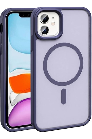 Apple Uyumlu iPhone 12 Pro Kılıf M-safe Şarj Özellikli Mat Arka Yüzey Zore Sio Kapak Koyu Mor