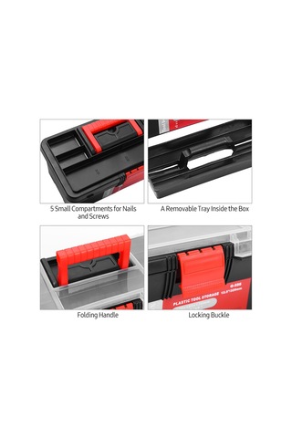 Suofeng 12,5 İnç Şeffaf Kapaklı Taşınabilir Plastik Alet Çantası - Bölmeli Ve Tepsili Pratik Ev Alet Saklama Kutusu