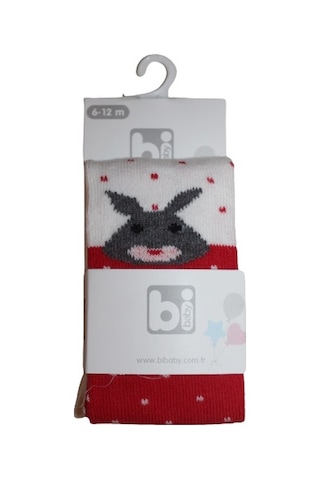 Bibaby Desenli Külotlu Çorap 68312 Kırmızı Tavşan