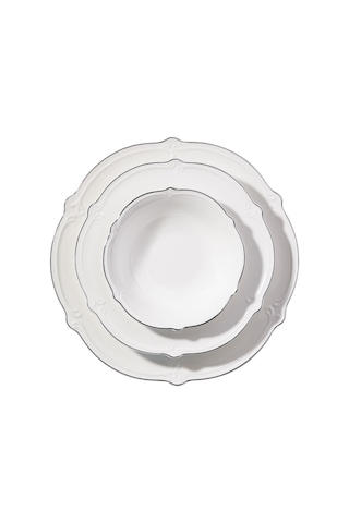 Korkmaz Lotus Collection 53 Parça Platin Yemek Takımı A9892 Beyaz