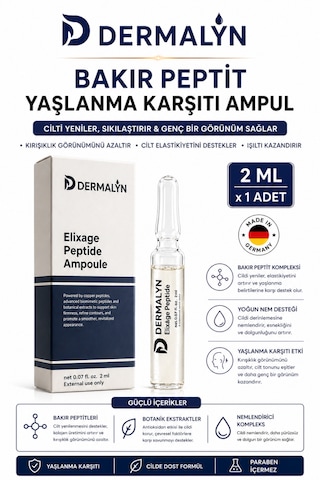 Dermalyn 1 Adet Bakır Peptit Yaşlanma Karşıtı Sıkılaştırıcı Kolajen Destekleyici Ampul Serum Dermaroller