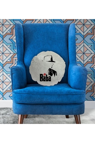 Bk Gift Baba Godfather Tasarımlı Yuvarlak Dekoratif Kırlent Yastı (505937176)