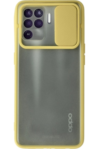 Cosmotex Newface Oppo Reno 5 Lite Kılıf Palm Buzlu Kamera Sürgülü Silikon - Sarı