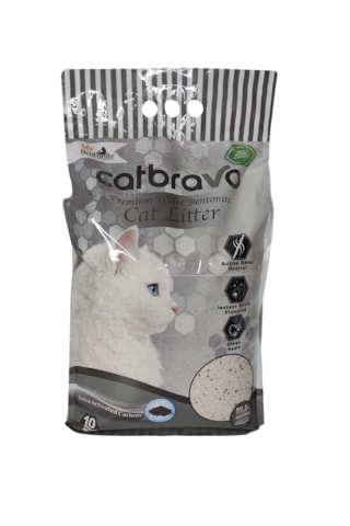 Catbravo Doğal Bentonite- Süper Topaklanan Aktif Karbonlu Kedi Kumu 10 Lt