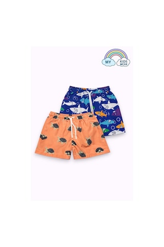 My Kids Wear Erkek Çocuk Degrade Desenli Deniz Şortu 2 Li Set 3-16 Yaş 12421 Kırık Beyaz