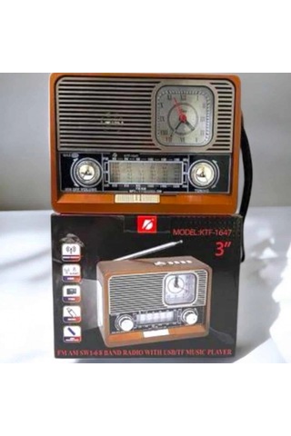 Retro Ahşap Görünümlü Bluetooth 5.0 Radyo Fm/am/sw, Usb, Sd Kart, Aux Ve Fener