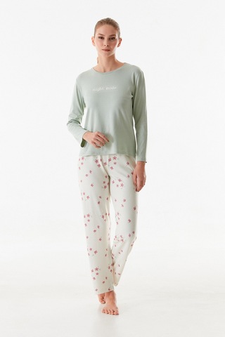 Fullamoda Yazı Baskılı Bisiklet Yaka 2 Li Pijama Takımı 24mıcg631216548-su Yeşili SU YEŞİLİ