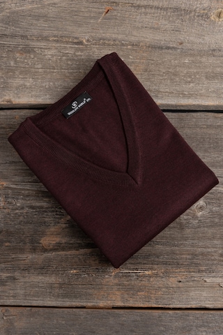 V Yaka Battal Büyük Boy Yünlü Kolsuz Triko Süveter Bordo