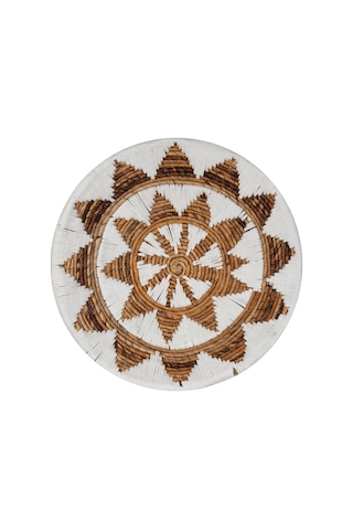 Bohem Hasır Yuvarlak Duvar Dekoru Bambu Ve Makrome İle Yapılan Duvar Süsü 50 Cm X 50 Cm-72