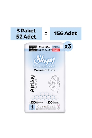 Sleepy Bio Natural Premium Plus Airbag Comfort Mega Paket Külot Bez 4 Numara Maxi 156 Adet