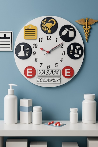 Eczane Yeni Tasarım Modern Duvar Saati Şık Ve Kalite Bir Arada No:1006 Beyaz