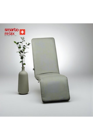 Smarto Relax Katlanabilir Şezlong Yer Minderi Ayarlanabilir Sırt Destekli Zemin Koltuğu, Taşınabilir, Dış Mekân, Gri