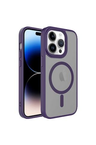 Apple Uyumlu iPhone 12 Pro Max Uyumlu Mat Arka Yüzey Wireless Şarj Özellikli Zore Flet Magsafe Kapak-derin -
