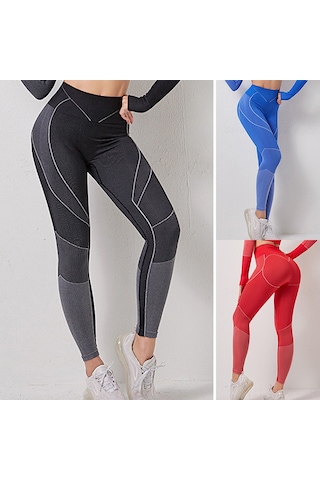 Kosona Kadınlar İçin Yüksek Belli, Dar Kesimli, Hızlı Kuruyan Spor Tayt - Pilates, Koşu Ve Egzersiz İçin Elastik Mavi Tayt 9023 Mavi