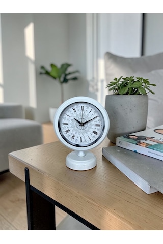 Büro Ev Ofis Hediyesi İçin 20x25cm Beyaz Elisse Mandala Desenli Masa Saati Diğer
