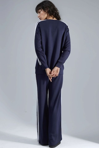 Hiccup Çizgili Bisiklet Yaka Sweatshirt Ve Düz Paça Pantolon Takımı Lacivert