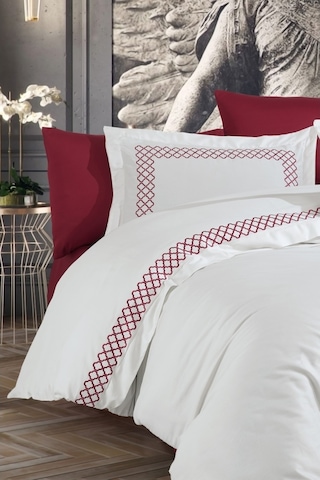 Nazik Home Dolce Krem-Bordo Nevresim Takımı Çk