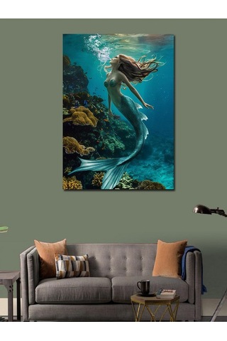 Kanvas Tablo Deniz Altında Yeşil Denizkızı 50cmx70cm