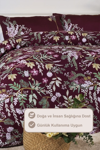 Elart Alvera Nevresim Takımı Çift Kişilik %100 Pamuk Saten 200x220 Cm Mürdüm Mürdüm