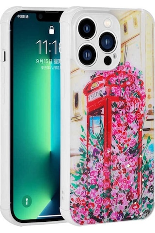 Apple Uyumlu iPhone 13 Pro Kılıf Simli Desenli Kamera Korumalı Parlak Zore Popy Kapak Kulübe