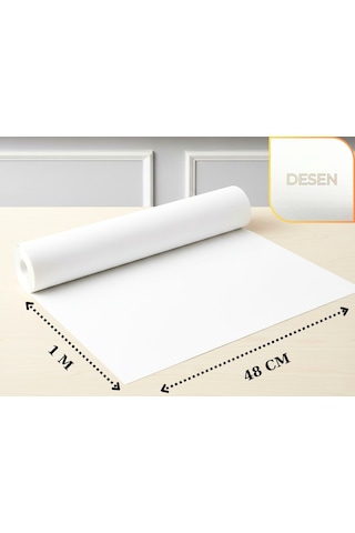 48 Cm X 1 M Beyaz Kumaş Desenli, Suni Deri Çekmece İçi Kaydırmaz Halı , Çekmece Halısı, Raf Örtüsü