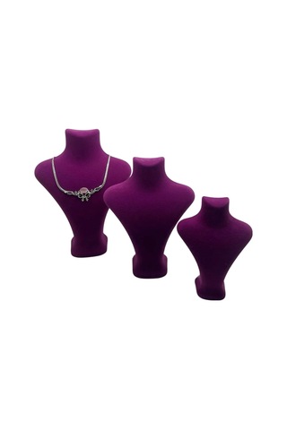 Yerli Üretim Süet Kumaş Fuşya Renk Üç Boy Takı Mankeni Çok Renkli