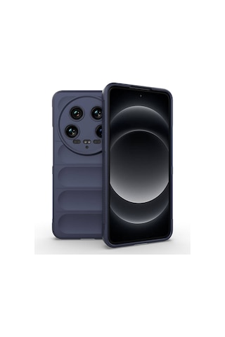 Xiaomi Mi 14 Ultra Kılıf Esnek Tpu Oyuklu Arka Yüzey Tasarımlı Zore Etnik Silikon Kapak Lacivert