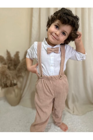 Miababy Papyonlu Fitilli Üçlü Takım Bej