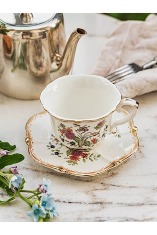 Roomi Seramik Çay Takımı 250 Ml, Fincan Ve Tabak Seti 245121629 Beyaz