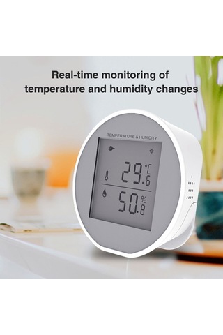 Mufunye Akıllı Wifi Sıcaklık Ve Nem Sensörü, Tuya Uygulaması İle Uzaktan İzleme, Lcd Ekranlı, 2.4ghz, Pil Dahil Değil