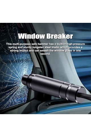 Geeksen Araba Güvenlik Çekici Alüminyum Alaşımlı Kasa Çekici Cam Kırıcı Çok Amaçlı Emniyet Kemeri Kesici Araç Acil Durum Aracı