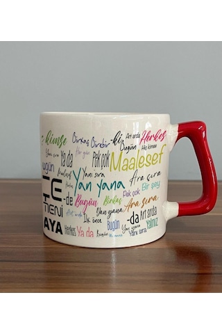 Kişiye Özel Türkçe Öğretmeni Baskılı Kırmızı Kulplu D Kupa