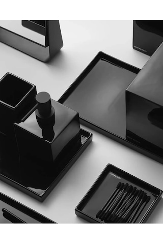 Tepsi, Porselen, Tezgah Üstü, 30xh2x16cm - Siyah Siyah