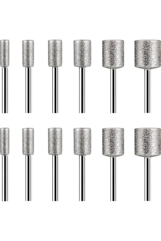 12 Adet Elmas Freze Matkap Uçları Taş Kaya Seramik Dremel Döner Aletler İçin