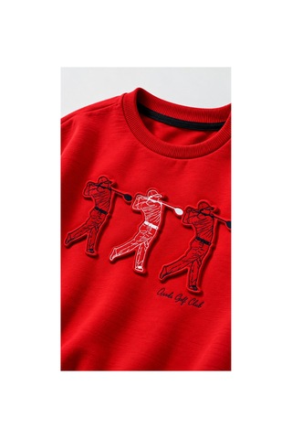 Overdo Kids Erkek Çocuk Kabarma Baskılı 2ip Sweatshirt Kırmızı