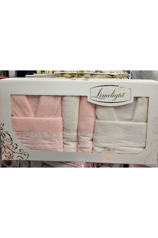 Limelight Select Ekonomik Aile Bornoz Seti 6 Parça -krem A.pembe