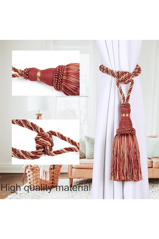 2'li Paket Karışık Kırmızı Perde Bağları Püsküllü Perde Bağları Halat El Yapımı Askılar Ev Ofis Otel Dekoratif Diğer