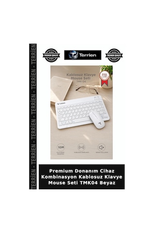 Premium Donanım Cihaz Kombinasyon Kablosuz Klavye Mouse Seti Tmk04 Beyaz Diğer
