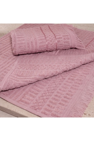 Botti Home %100 Pamuk 2'li El Ve Yüz Havlusu Seti, Pamuklu Jakarlı Misafir Havlusu 50 X 90 Cm, Çeyizlik Yumuşak Havlu Pembe