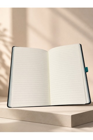 Modern Tasarım Lastikli Ajanda/defter Siyah - Mavi