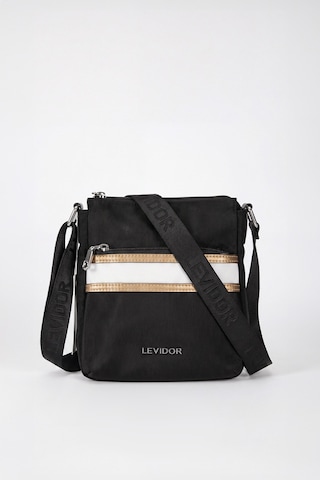 Levidor Orta Boy Unisex Tasarım Postacı Omuz Çantası Siyah